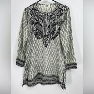 Catalog Classics Small Embroidered Silk Blend Tunic Top